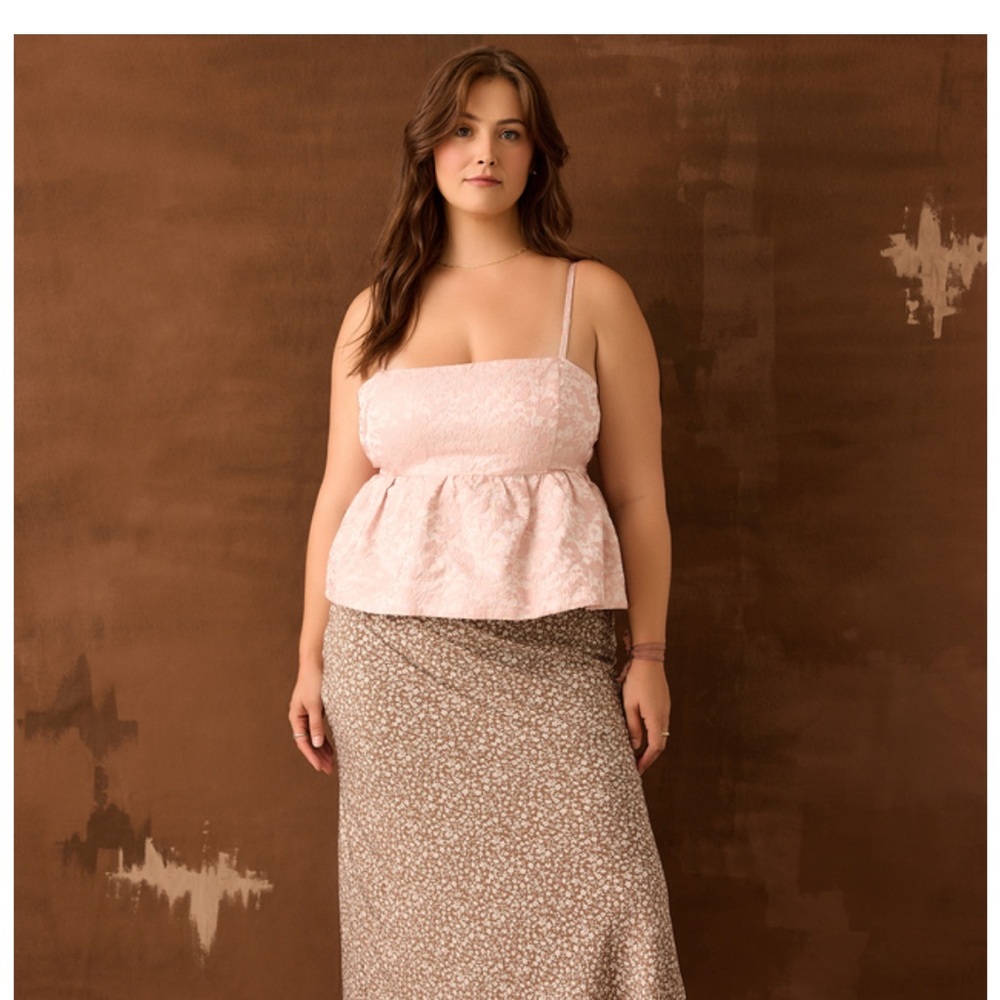 Pink brocade babydoll cropped cami